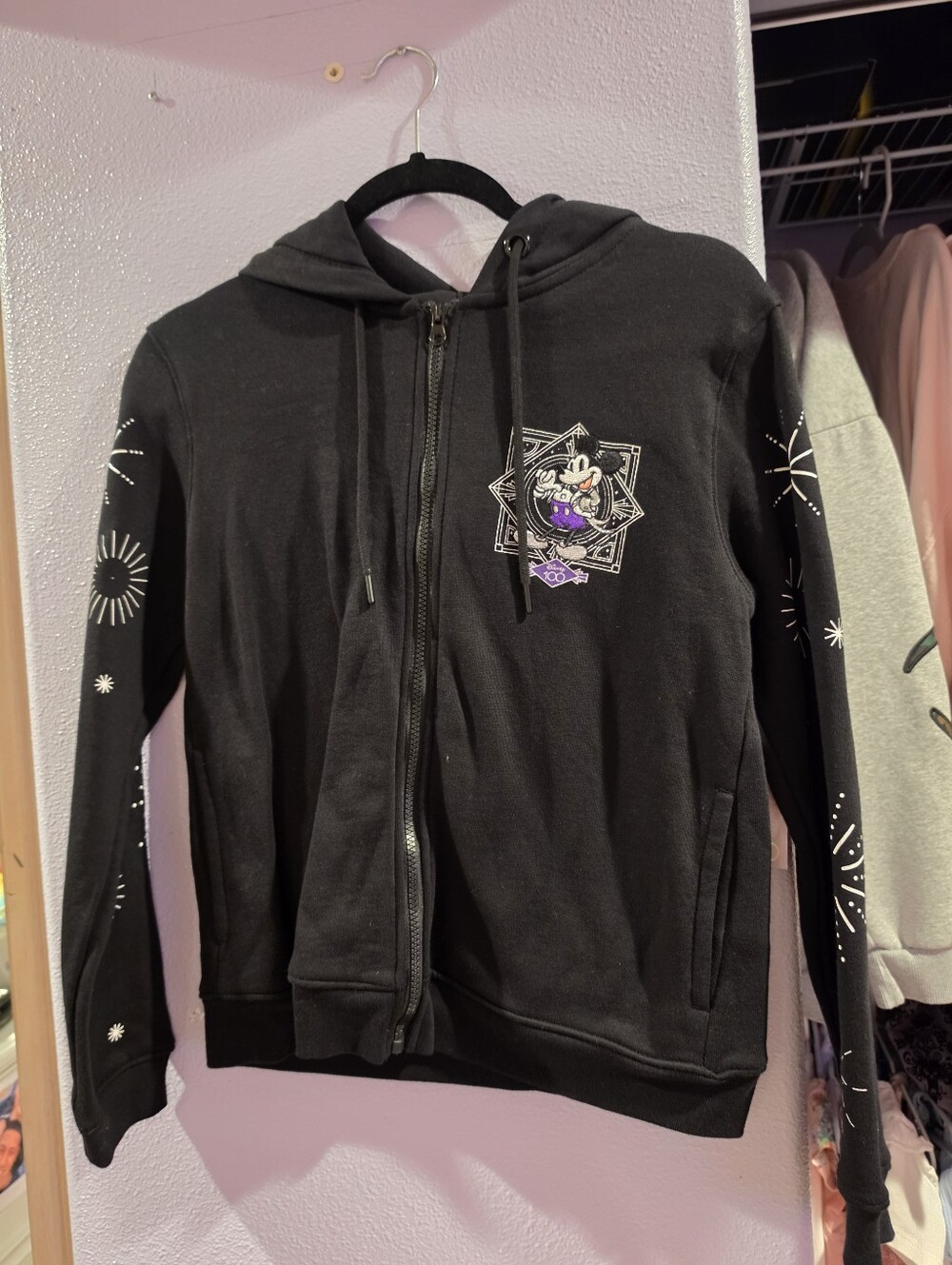 Disney 100th Anniversary Full Zip Hoodie Black Embroidery ZIP HOODIE NWT